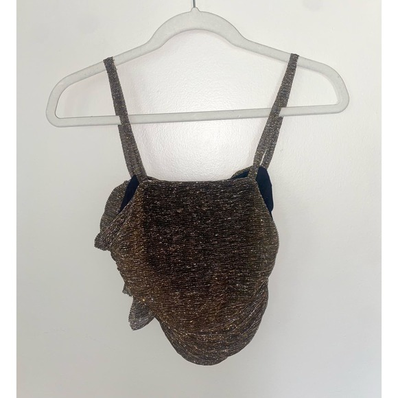 ZARA cute gold ruffled crop top size small 0074 - Picture 10 of 10